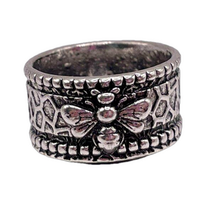 Boho Bumble Bee and Flower Band Ring #802.5